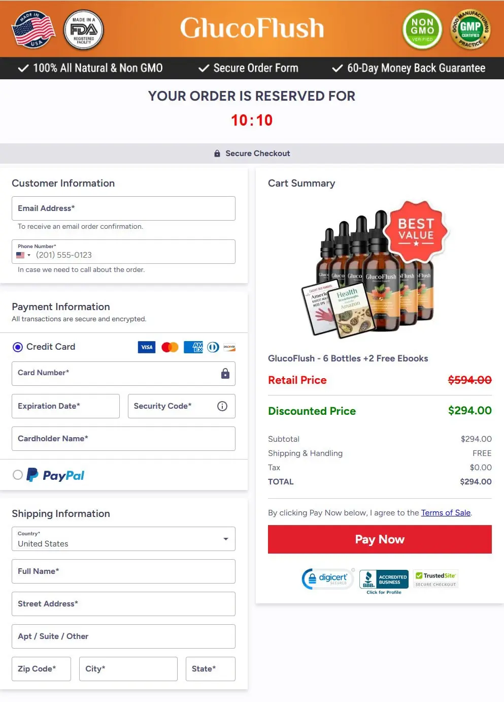 GlucoFlush Order Form 